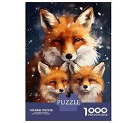 Puzzles De 1000 Pièces pour Adultes Merry Xmas Fox Family Puzzle pour Adultes Jeu Pratique, Analyse Et Logique Jeu Stimulant Cadeaux 70x50cm/1000pcs