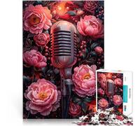 Puzzles de 1000 pièces pour Adultes Microphone Floral Jouets éducatifs d'apprentissage Car C'est Un pour Toute la Famille 38x26cm