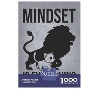 Puzzles De 1000 Pièces pour Adultes Mindset is Everything Lion Cat - Gym, Hustle, Success, Motivational Puzzle pour Adultes, Jouet Anti-Stress, Difficile, Très Difficile Et Stimulant 52x38cm/1000pcs