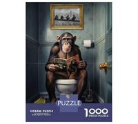 Puzzles De 1000 Pièces pour Adultes Monkey on The Toilet Puzzles pour Adultes - Jeu De Réflexion, Analyse Et Logique pour Les Amateurs De Jeux 52x38cm/1000pcs