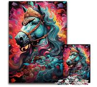 Puzzles de 1000 pièces pour Adultes Motif Cheval de Guerre coloré et Fantastique idéal pour Les familles idéal pour Les Adolescents (38 x 26 cm).
