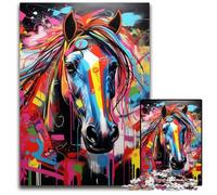 Puzzles de 1000 pièces pour Adultes, Motif Graffitis de Chevaux, Puzzles pour Adultes, défi cérébral, activité éducative pour Adolescents, 50x75cm / 19,68x29,52 Pouces