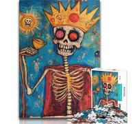 Puzzles de 1000 pièces pour Adultes, Motif tête de Mort et Couronne, Style Basquiat Stimulez Votre Cerveau grâce à Ces Jouets addictifs Qui stimulent la Patience Excellent Cadeau (50x75cm)