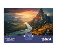 Puzzles De 1000 Pièces pour Adultes Mountain River Sunset Landscape Puzzles pour Adolescents Activités Familiales Défi Éducatif Jeu Stimulant Et Divertissement en Famille 52x38cm/1000pcs