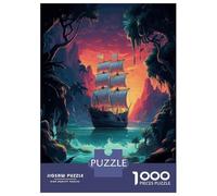 Puzzles De 1000 Pièces pour Adultes Mysterious Pirate Ship Puzzle pour Adultes Jeu Pratique, Analyse Et Logique Jeu Stimulant Cadeaux 52x38cm/1000pcs