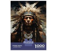 Puzzles De 1000 Pièces Pour Adultes Native American Warrior Art Print-2 Puzzle Pour Adolescents - Cadeau D'anniversaire - Difficile Et Stimulant - Cadeaux Uniques Pour Un Anniversaire Ou Noël 38x26cm/