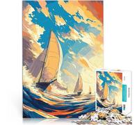 Puzzles de 1000 pièces pour Adultes Navigation au Coucher du Soleil Jeu Familial pour et Liste de souhaits avec Le Père Noël 38x26cm