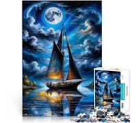 Puzzles de 1000 pièces pour Adultes Naviguer sous la Lune Jouet éducatif d'apprentissage Liste de souhaits avec Le Père Noël 38x26cm