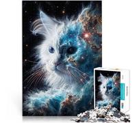 Puzzles de 1000 pièces pour Adultes Nébuleuse Cosmique Chat Blanc Soulagement du Stress Car C'est Un pour Toute la Famille 50x70cm