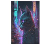 Puzzles De 1000 Pièces pour Adultes, Neon Cat, Puzzles Créatifs pour Adultes Et Enffourmis, Jeu Éducatif pour Enffourmi Adulte (78×53cm)