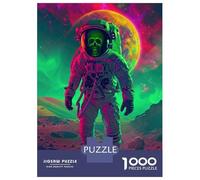 Puzzles De 1000 Pièces pour Adultes Neon Skull Astronaut Puzzles pour Adolescents Jeux Relaxants Course De Vitesse Manuelle Cadeaux De Noël Et d'anniversaire 38x26cm/1000pcs
