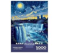 Puzzles De 1000 Pièces pour Adultes Niagara Falls at Night Illustration Puzzles pour Adolescents Jeu Familial Améliore La Mémoire Difficile Et Stimulant 38x26cm/1000pcs