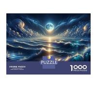Puzzles De 1000 Pièces pour Adultes Ocean Waves Moonlight Night Sky Puzzles pour Adultes - Jeux À Faire Soi-même - Cadeau d'anniversaire - Jeu Stimulant - Cadeaux 38x26cm/1000pcs