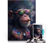 Puzzles de 1000 pièces pour Adultes Orang-outan Funky fumant Un Cigare Jeux éducatifs Renforcer l'amour Entre Les Couples 52x38cm