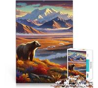 Puzzles de 1000 pièces pour Adultes Ours Brun Automne Nature Défi Difficile pour soulager Le Stress Une œuvre d'art 38x26cm