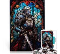 Puzzles de 1000 pièces pour Adultes Paladin du vitrail Jouets de Divertissement Familial Décoration d'intérieur et Cadeaux Uniques 75x50cm