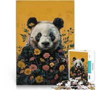 Puzzles de 1000 pièces pour Adultes Panda en Fleur Entraînez Votre Cerveau et Vos Mains Renforcer l'amour Entre Les Couples 38x26cm