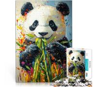 Puzzles de 1000 pièces pour Adultes Panda Mangeant du Bambou Jouets de Divertissement Familial Idées Cadeaux 50x70cm