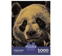 Puzzles De 1000 Pièces pour Adultes Panda Portrait in Gold and Black Puzzle Adulte Jeux Relaxants Défi Difficile Aide À Exercer Le Cerveau 38x26cm/1000pcs