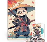 Puzzles de 1000 pièces pour Adultes Panda Samurai - Samouraï Mignon Casse-tête Décoration Murale, Cadeaux Uniques pour Anniversaire et Noël 75x50cm