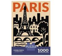Puzzles De 1000 Pièces pour Adultes Paris Eiffel Tower Cityscape Illustration Puzzle Jeux De Famille Difficile Difficile Cadeaux Uniques pour Anniversaire Et Noël 70x50cm/1000pcs
