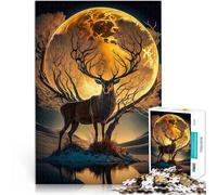 Puzzles de 1000 pièces pour Adultes Paysage de cerf Lunaire Jouets de Jeu pour Cadeau Familial Cadeau Amusant 75x50cm