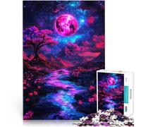 Puzzles de 1000 pièces pour Adultes Paysage de Lune Rose Jouet éducatif d'apprentissage Car C'est Un pour Toute la Famille 38x26cm