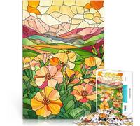 Puzzles de 1000 pièces pour Adultes Paysage de Montagne en vitrail Cadeaux de Jeux stimulants Une œuvre d'art 38x26cm