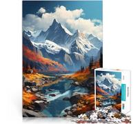 Puzzles de 1000 pièces pour Adultes Paysage de Montagnes d'automne Jouets Anti-Stress Car C'est Un pour Toute la Famille 38x26cm