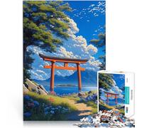 Puzzles de 1000 pièces pour Adultes Paysage de Porte Torii Japonaise Casse-tête avec des pièces de Formes aléatoires entièrement imbriquées 75x50cm
