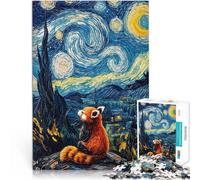 Puzzles de 1000 pièces pour Adultes Paysage Nocturne étoilé du Panda Roux Jeu Stimulant Offrir en Cadeau à Toute la Famille 38x26cm