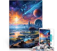 Puzzles de 1000 pièces pour Adultes Paysage Spatial Séjour Anti-Stress pour Tuer Le Temps avec Affiche et Feuille de Questions correspondantes 75x50cm