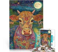 Puzzles de 1000 pièces pour Adultes Peinture Couleur Vache Jouets éducatifs d'apprentissage Excellent Cadeau pour Les Jeux 38x26cm