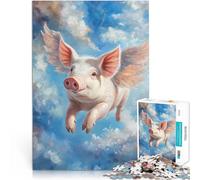 Puzzles de 1000 pièces pour Adultes Peinture de Cochon Volant Jeux éducatifs Décoration d'intérieur Super Cadeau 52x38cm