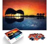Puzzles de 1000 pièces pour Adultes Peinture de l'île de la Guitare Défi Difficile avec des pièces de Formes aléatoires entièrement imbriquées 52x38cm