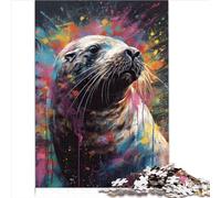 Puzzles de 1000 pièces pour Adultes Peinture de Lion de mer Puzzle Cadeau 100% Carton recyclé Puzzles familiaux Amusants pour Adultes Jeu Familial pour Adultes et Enfants (26 x 38 cm)