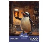 Puzzles De 1000 Pièces pour Adultes Penguin's Beer Toast Puzzle Jeux De Famille Difficile Difficile Cadeaux Uniques pour Anniversaire Et Noël 52x38cm/1000pcs