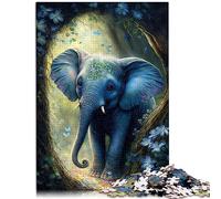 Puzzles de 1000 pièces pour Adultes, Petit éléphant Mignon, Puzzle en Bois, défi Familial, 19,7x29,5 Pouces
