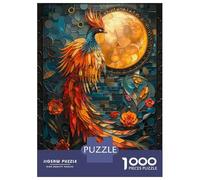 Puzzles De 1000 Pièces pour Adultes Phoenix Stained Glass Art Puzzles pour Adultes, Jeu De Réflexion Et Anti-Stress, Idéal comme Cadeau 70x50cm/1000pcs