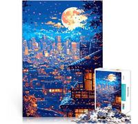 Puzzles de 1000 pièces pour Adultes Pixel Nocturne de la Ville Japonaise défi éducatif Car C'est Un pour Toute la Famille 52x38cm