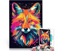 Puzzles de 1000 pièces pour Adultes Pop Art Animal Renard Loup Jouets de Divertissement Familial Cadeau Amusant 75x50cm