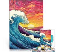 Puzzles de 1000 pièces pour Adultes Pop Art des Vagues de l'océan Fabriqué en Carton pour Les 14 Ans et Plus Jouets Anti-Stress De Superbes Cadeaux et Jouets。Taille：26x38cm/10.24x14.96pouce