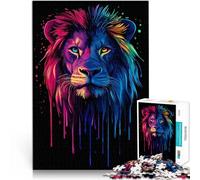 Puzzles de 1000 pièces pour Adultes Portrait de Lion Arc-en-Ciel Pop Art Impossible Jeu éducatif pour Anniversaire, Noël 52x38cm