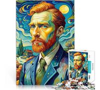 Puzzles de 1000 pièces pour Adultes Portrait de Vincent Van Gogh Jeu éducatif Défi Jouet avec Affiche et Feuille de Questions correspondantes 50x70cm