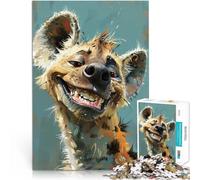 Puzzles de 1000 pièces pour Adultes Portrait d'une hyène Souriante Analyse et logique Offrir en Cadeau à Toute la Famille 52x38cm