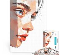 Puzzles de 1000 pièces pour Adultes Profil de Femme aux Yeux Bleus Apprentissage éducatif Anniversaire et Cadeaux Uniques 52x38cm