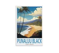 Puzzles de 1000 pièces pour Adultes, Puzzle Familial Festif Punaluu Black Sand Beach, œuvres d’Art Premium pour la détente et la décoration 70x50cm