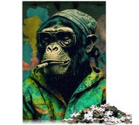 Puzzles de 1000 pièces pour Adultes Puzzle Singe Marijuana Jeu Pratique Soulagement du Stress Staycation Tuer Le Temps pour Les Adolescents de 14 Ans et Plus 26x38cm
