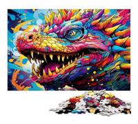 Puzzles de 1000 pièces pour Adultes Puzzles de Dinosaures colorés pour Adultes Parfait pour Halloween, Noël, Cadeau d'anniversaire 26x38cm / 10,23x14,96 Pouces