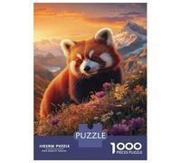 Puzzles De 1000 Pièces pour Adultes Red Panda in Mountain Flowers Puzzle Jeux De Famille Difficile Difficile Cadeaux Uniques pour Anniversaire Et Noël 52x38cm/1000pcs